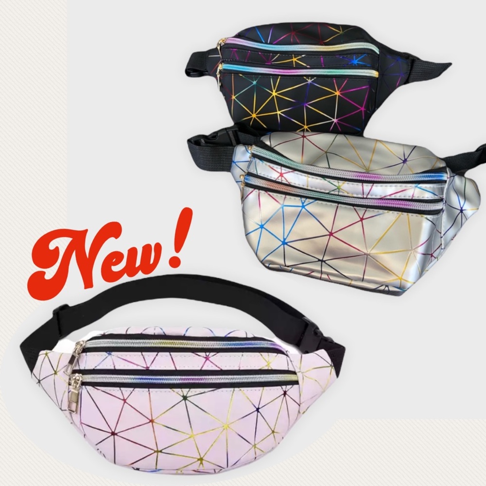 Fanny Pack Geometric Holographic waist belt bag 2 for 25 or 3 for 30 - Picture 2 of 12